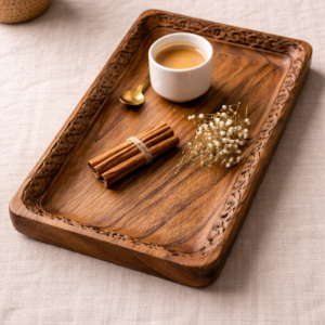 bandeja decorativa de madera tallada a mano (perú)