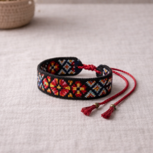 pulsera textil bordada a mano (méxico)
